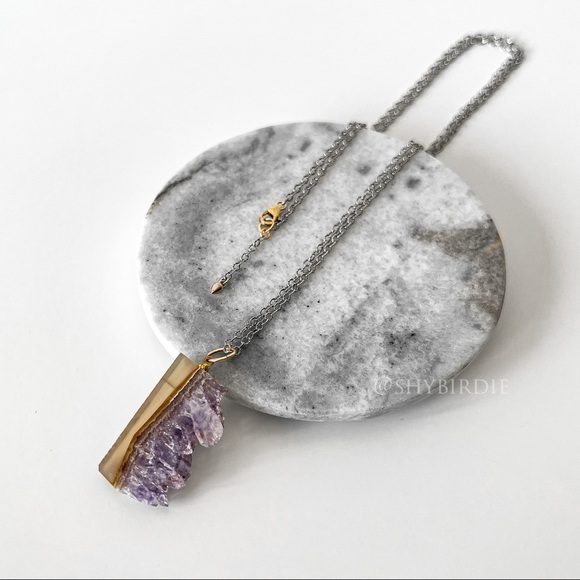 NEW Artisan Amethyst Semiprecious Gemstone Slice Pendant - Picture 4 of 14